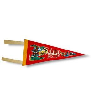 Vintage 12 Inch Virgin Islands Pennant Souvenir USA Made Felt Flag